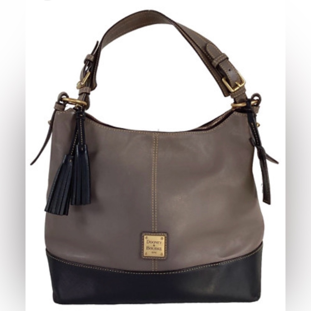 Dooney & Bourke Tan and Black Color block Sophie Hobo Bag